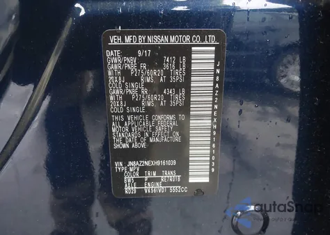 2017 Infiniti Qx80 from USA, damaged, VIN JN8AZ2NEXH9161039